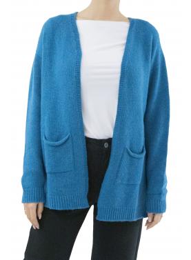 Cardigan aperto e lungo con tasche 